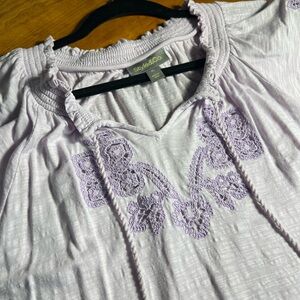 Style & Co. Women's Light Purple Embroidered Blouse